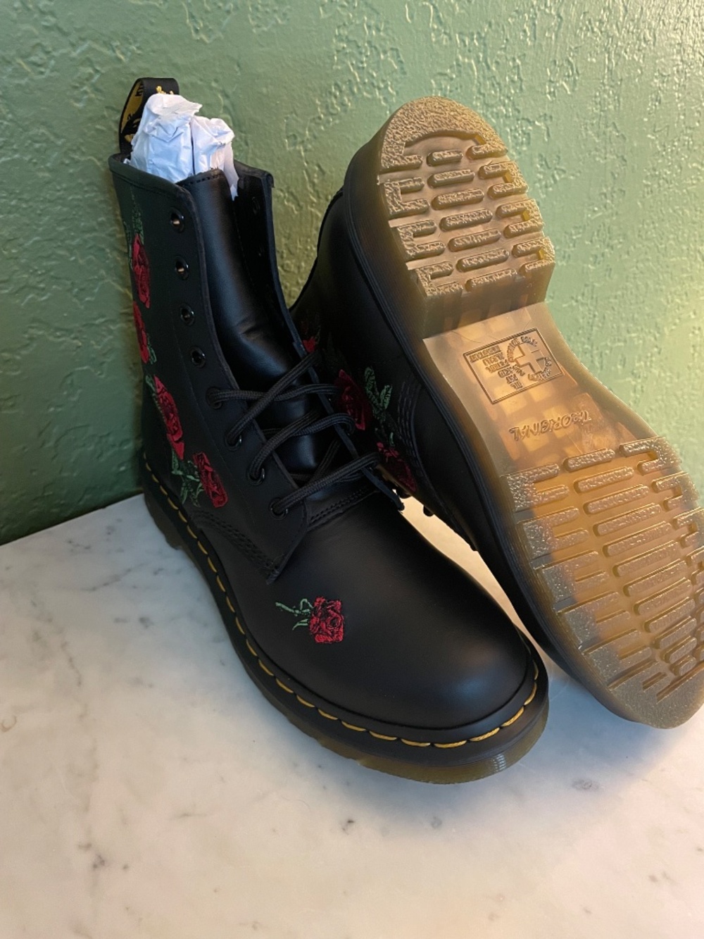 1460 VONDA FLORAL LEATHER LACE UP BOOTS - Picture 4 of 7